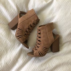Tan sandal booties